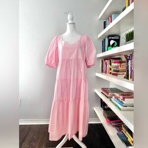 The Tiny Tassel Pink Tiered maxi dress size medium